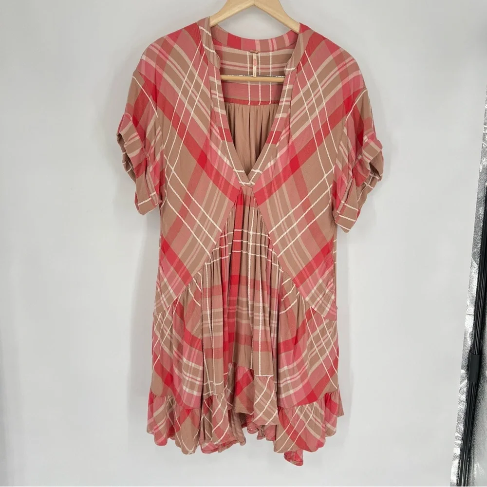 Free‎ People Agnes Plaid Mini in Ballet Combo